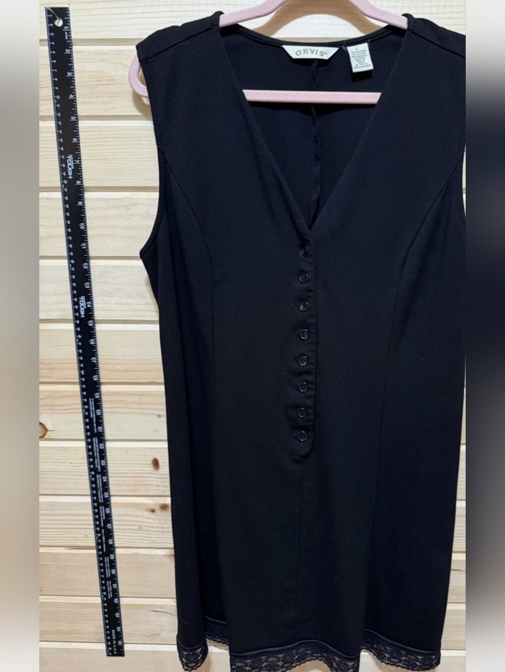 Orvis Black Comfort Stretch Partial Button-Down Shift Dress Size L
